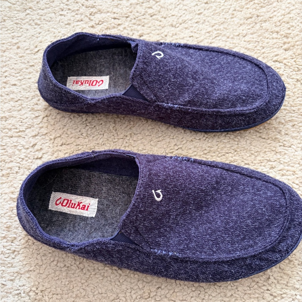 OluKai Men's Slip-On Loafers - Dark Blue, Size 11